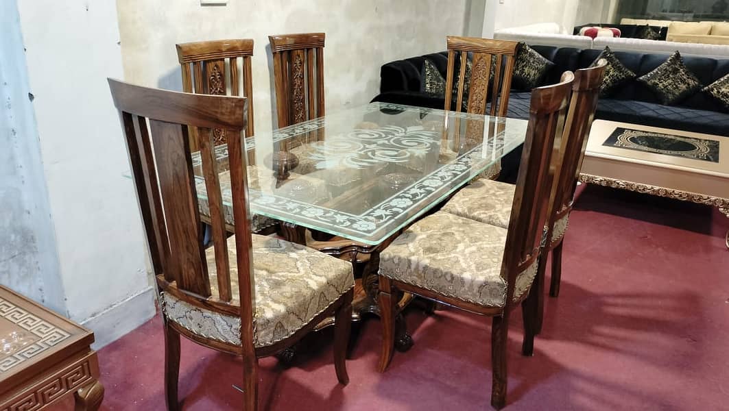 dining table set/wooden chairs/6 seater dining set/glass top dining 11