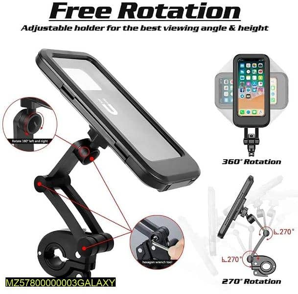 360 Degree rotating bike phone holder mount stand 1