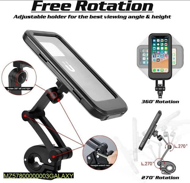 360 Degree rotating bike phone holder mount stand 2