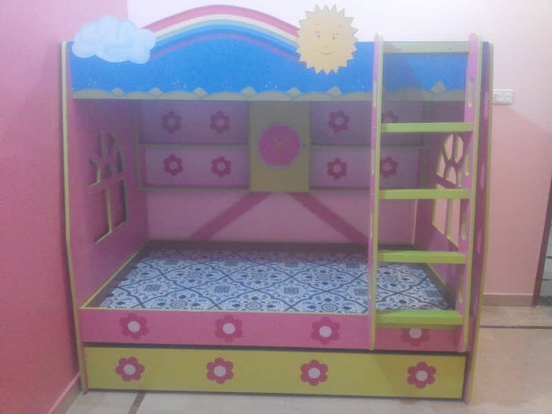 KIDS Bunk BED (3 Beds with one Mattress), Wardrobe, Dressing Table 1