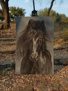Black horse aesthtic oil painting 0