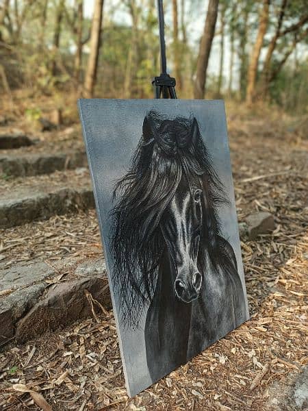 Black horse aesthtic oil painting 2