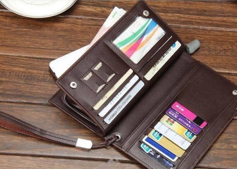 Unisex PU Leather Bi-Fold Long Wallet 3