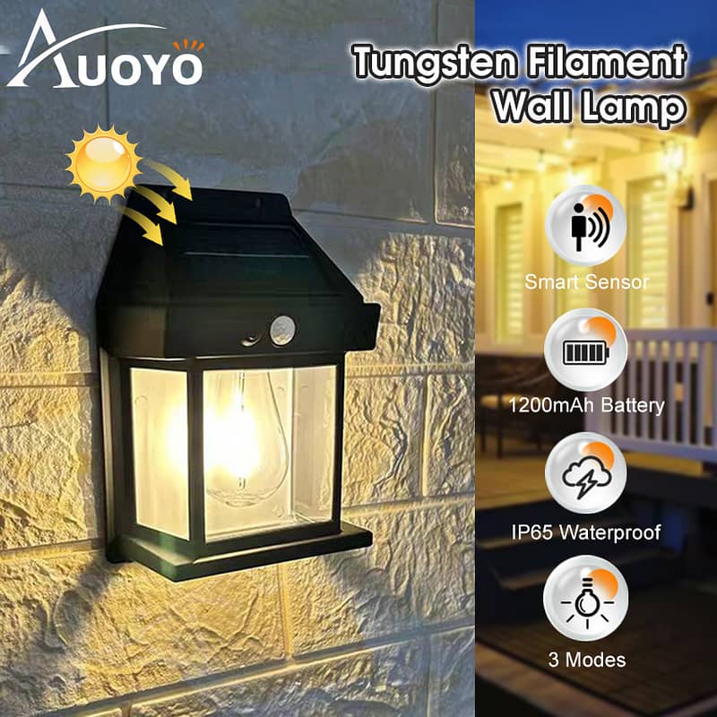 Solar tungsten wall lamp for outdoor garden 2