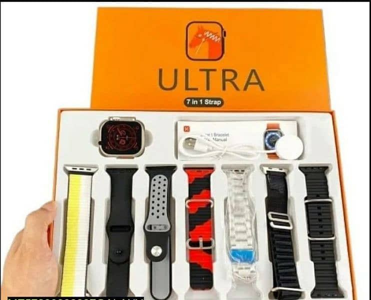 7 in 1 ultra smart watch with 7 straps and wireless charging bluetooth 1