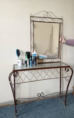 Beautiful Wrought Iron Console and Looking Mirror with Frame