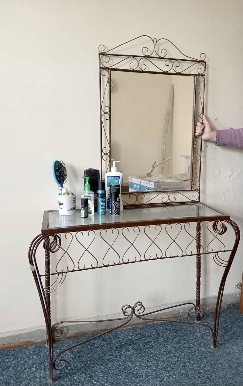 Beautiful Wrought Iron Console and Looking Mirror with Frame 0