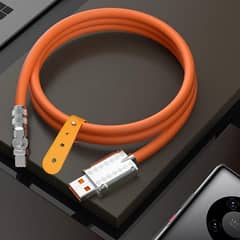 Fibre Type - C 120w 6A fast charging cable | Black, Blue, Orange