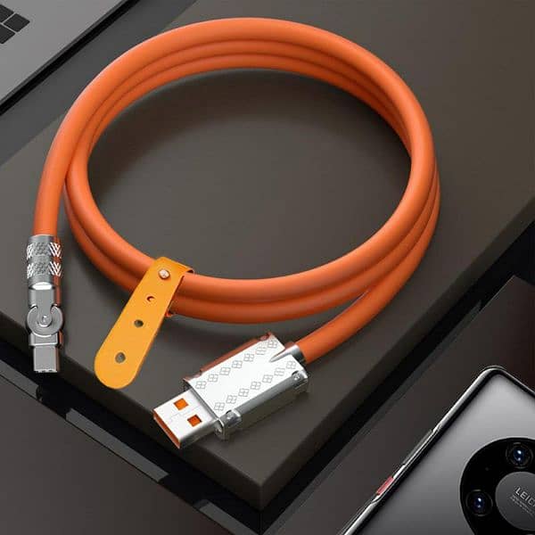 Fibre Type - C 120w 6A fast charging cable | Black, Blue, Orange 0