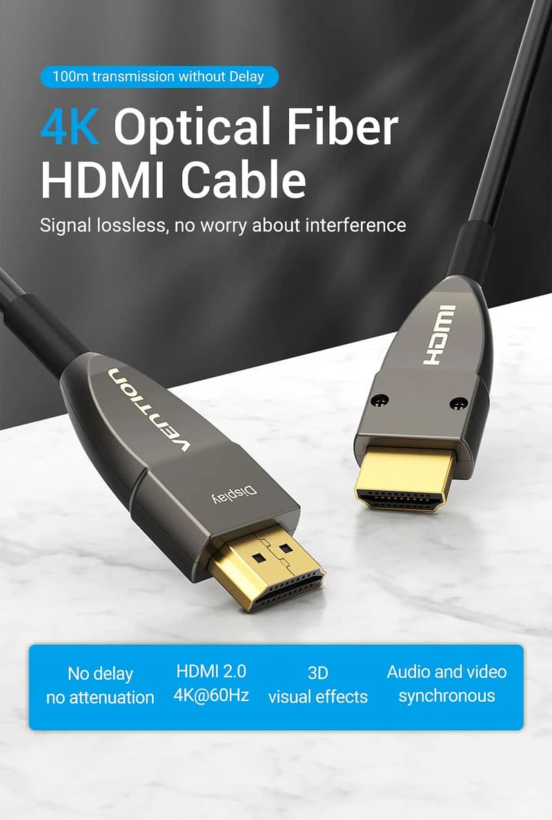 HDMI Cable 30M, 4K 60Hz, Optical Fiber, VENTION Brand. 0