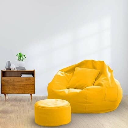 Set of 3 Leather Bean Bags | Bean Bags Chair_Stylish_Comfortable 2