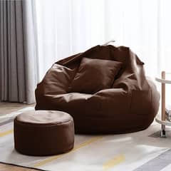 Set of 3 Leather Bean Bags | Bean Bags Chair_Stylish_Comfortable