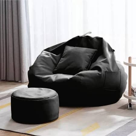 Set of 3 Leather Bean Bags | Bean Bags Chair_Stylish_Comfortable 1