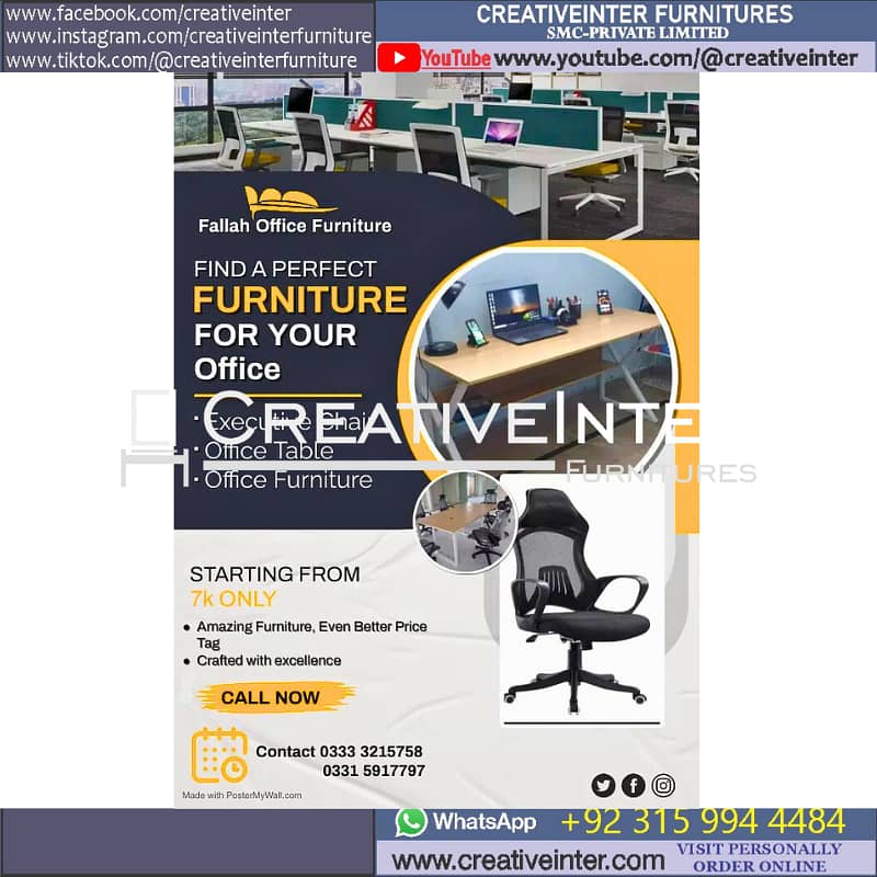 Executive Office table workstation laptop compute chair CEO desk 19