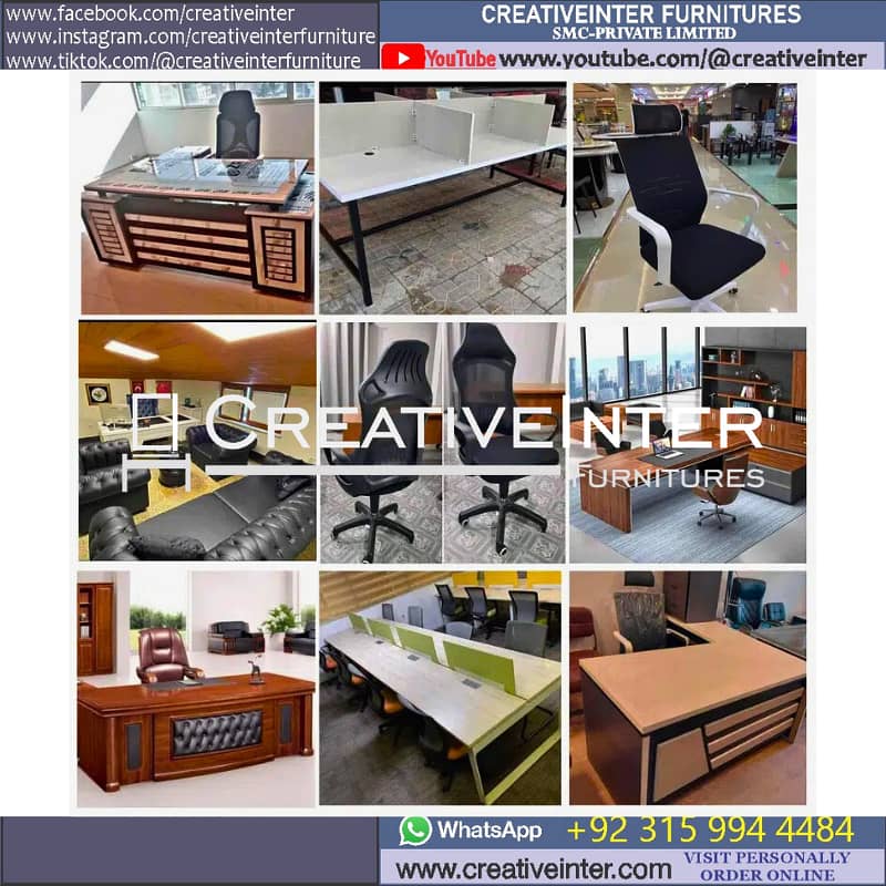 Executive Office table workstation laptop compute chair CEO desk 4