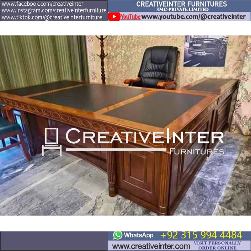 Executive Office table workstation laptop compute chair CEO desk 7