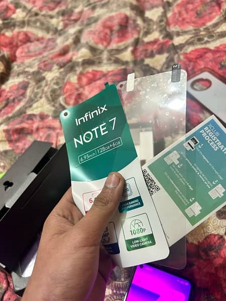 Infinix note 7 6/128 dual sim pta approved with original box and cover 9