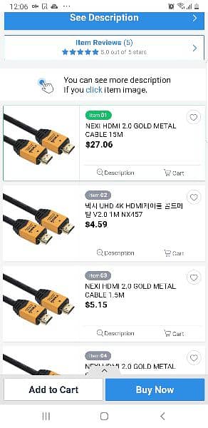 Nexi HDMI Gold Metal Cablefully supported 4k UHD Ver2.0 15M 3M Gaming 2