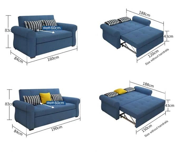 Sofa cum bed sets. 3in1 furniture handmade household items. 6