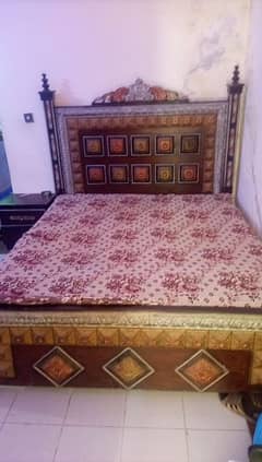 pure wooden king size bed with mattress