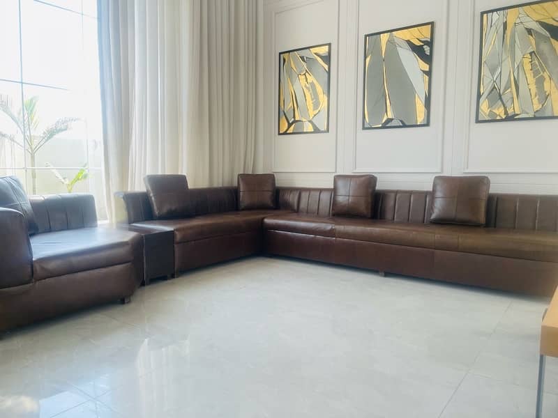 Real leather 11 seater sofa 3