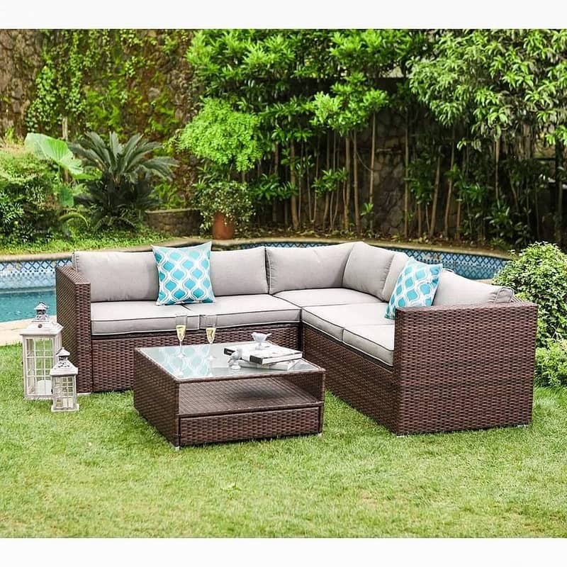 Patio Rattan Sofas, Three and Two Seater, Outdoor garden lawn terrace 16