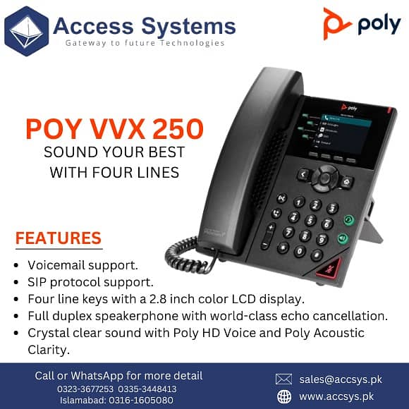 IP Phones Polycom VVX250 |VVX350 |VVX450| VVX300 |VVX400 | 03353448413 0