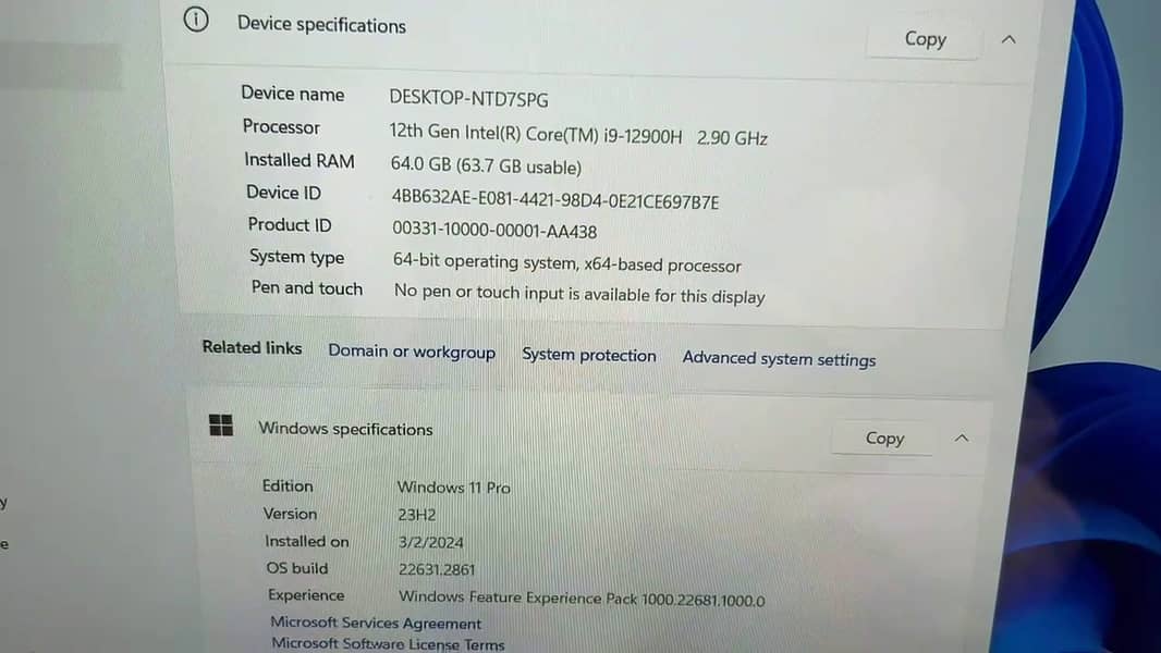 Laptop Corei9 12th Gen With 64GB RAM 2