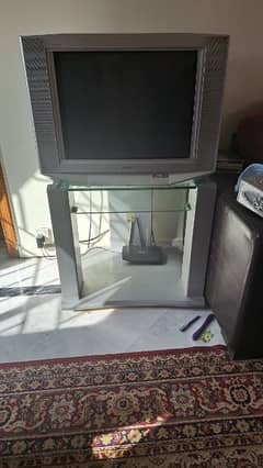 Vintage Sony Box TV (2007) with Trolley
