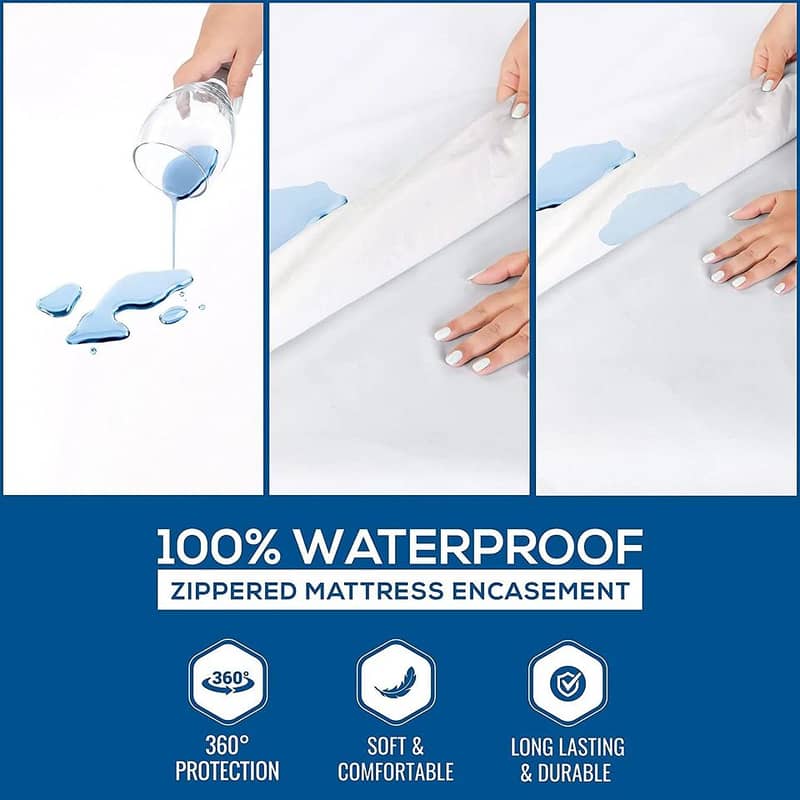 100% Waterproof Proof Mattress Protector Zippered King Size 78x80 2