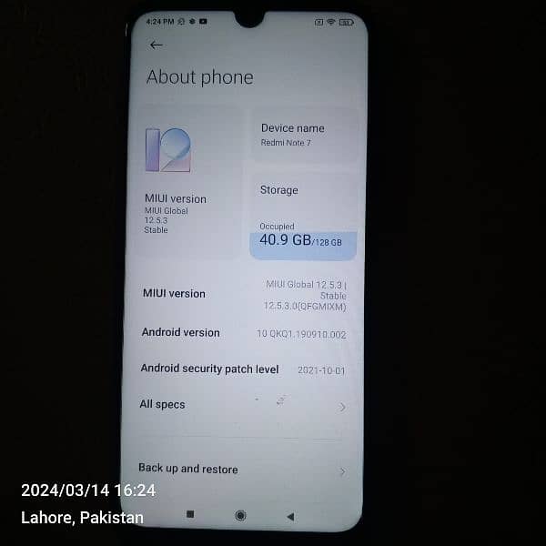 Redmi Note7 (4GB, 128 GB) (10/10) with Original Charger + Box 2