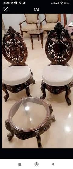 Chairs with glass table solid wooden
