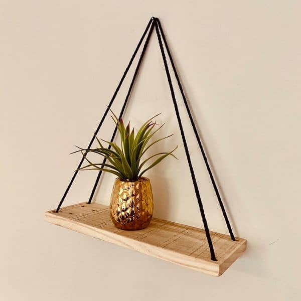 Wall Hanging Shelves with black Rope 1