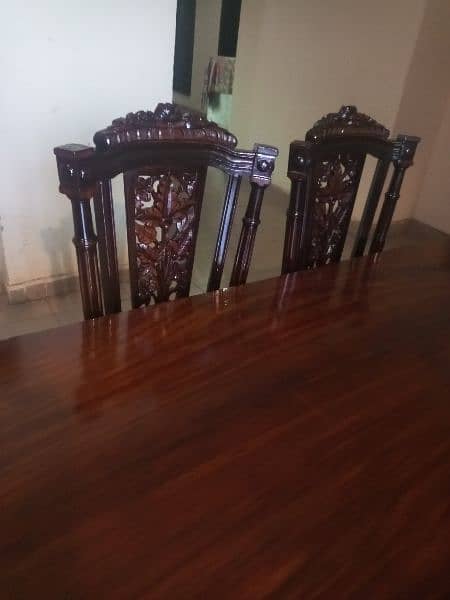 6 Seater heavy wood dining table , dining top is made with heavy wool 2