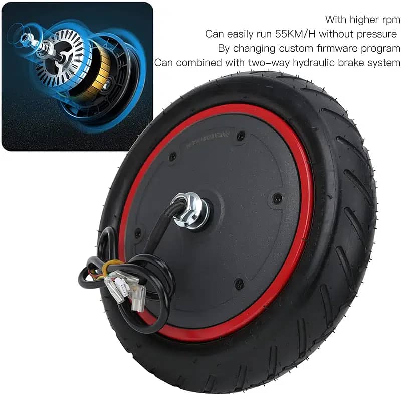 350W 36V Electric Scooter Hub Motor with Inflatable Tire diameter 9" 0