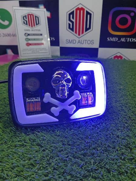 Bike fancy skull led headlight with flasher and 2 colour 1
