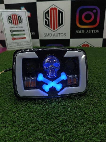 Bike fancy skull led headlight with flasher and 2 colour 4