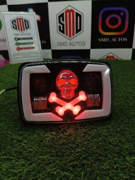 Bike fancy skull led headlight with flasher and 2 colour 5