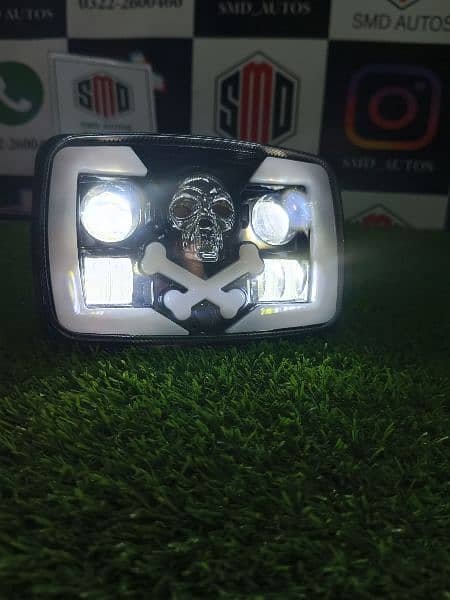 Bike fancy skull led headlight with flasher and 2 colour 7
