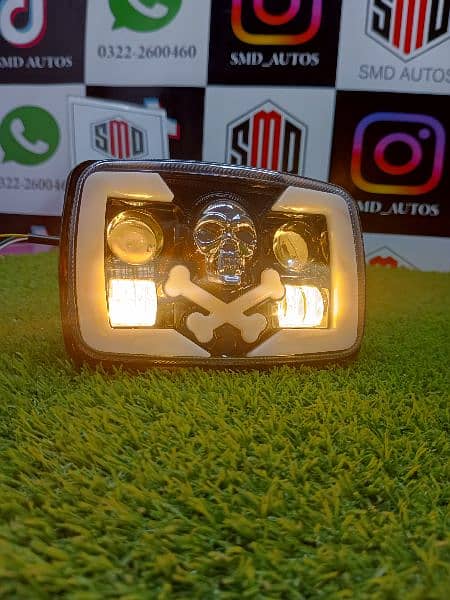 Bike fancy skull led headlight with flasher and 2 colour 8