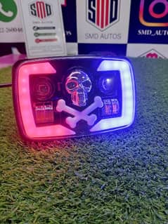 Bike fancy skull led headlight with flasher and 2 colour