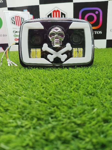 Bike fancy skull led headlight with flasher and 2 colour 9