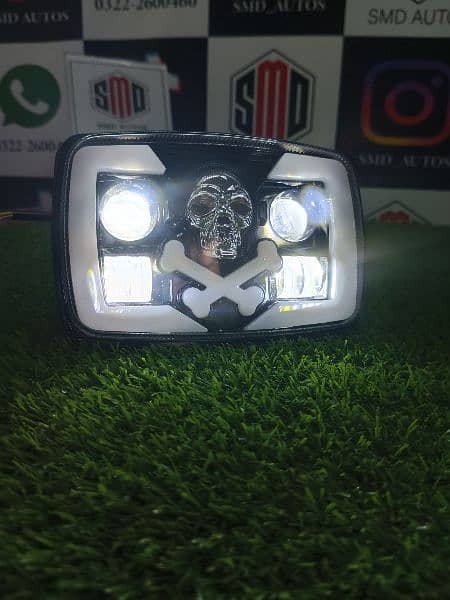 Bike fancy skull led headlight with flasher and 2 colour 6