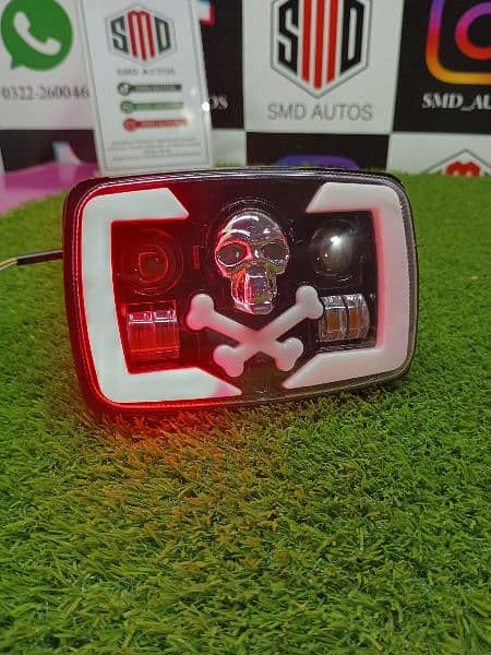 Bike fancy skull led headlight with flasher and 2 colour 2