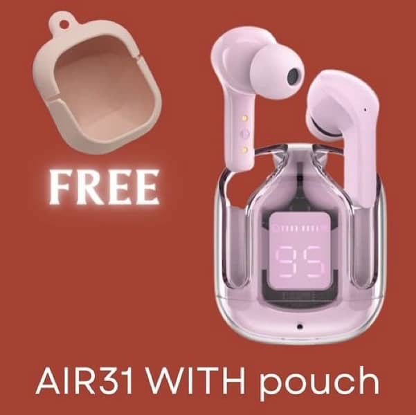 Air 31 with pouch Transparent Earbuds with free pouch 2