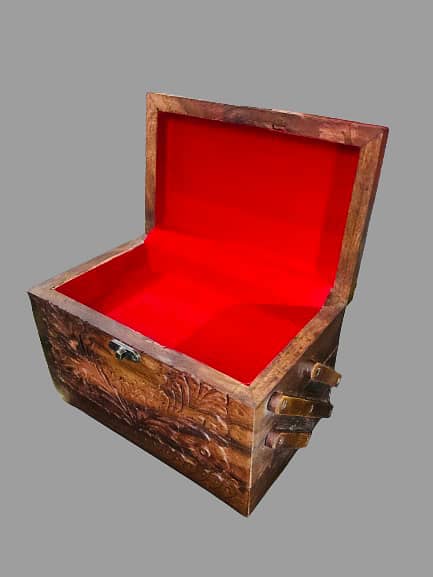 Wooden Jewelry Box with Safe Lock 3 Layers Storage Organizer Large Cap 1