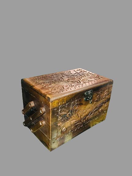 Wooden Jewelry Box with Safe Lock 3 Layers Storage Organizer Large Cap 4