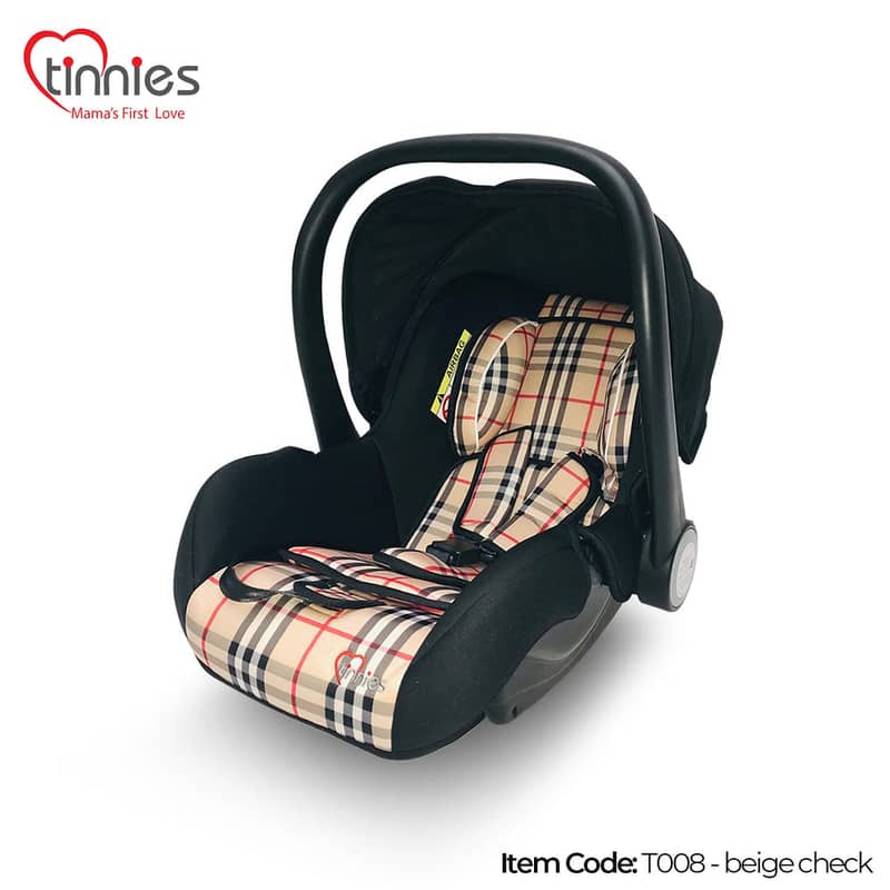 Tinnies Baby Carry Cot Beige Check 1