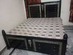 iron wooden king size bed without mattres 0