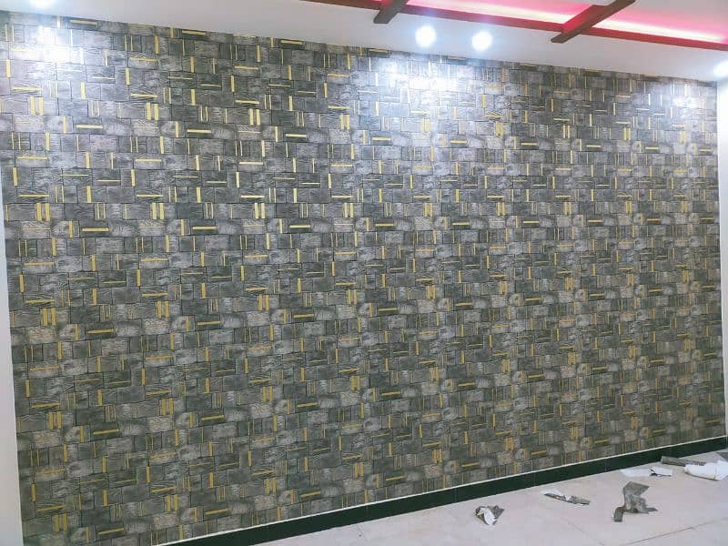 wallpaper pvc panel wooden floor ceiling vinyl floor window blind 8